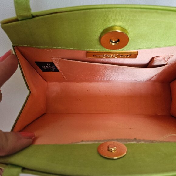 PRESTON & YORK Lime Green Butterfly Jeweled Purse, Prom / Evening / Cocktail - Picture 6 of 11